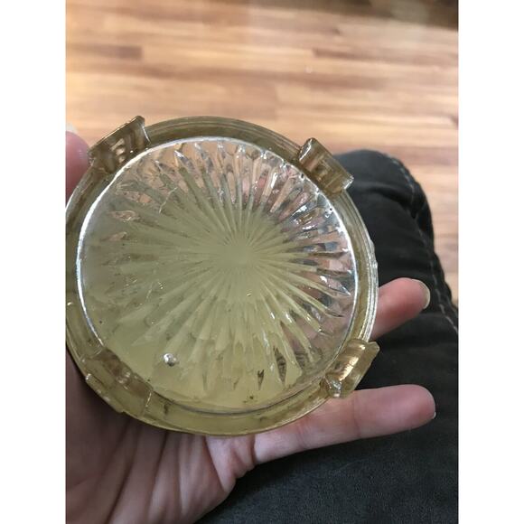 ANTIQUE GLASS POWDER VANITY BOX HAND MIRROR AND HAIR BRUSH Gold Aurora Borealis - Picture 9 of 9